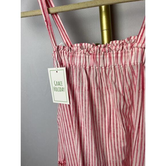 Grace Holiday Pink and White Stripe Tiered Dress NWT Sz. XS - Picture 3 of 6